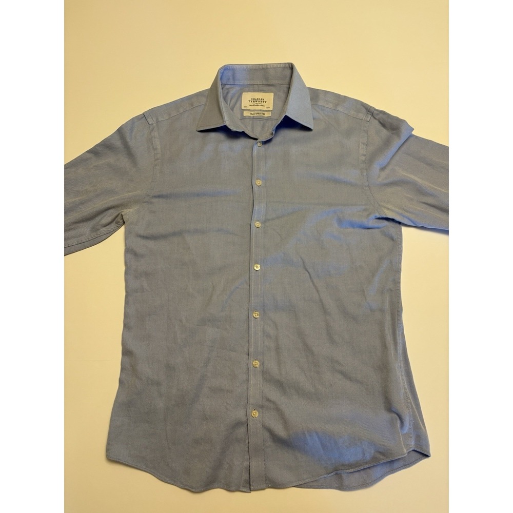 Charles Tyrwhitt Dress Shirt Men 16 33 Blue Extra Slim Fit Micro Pattern